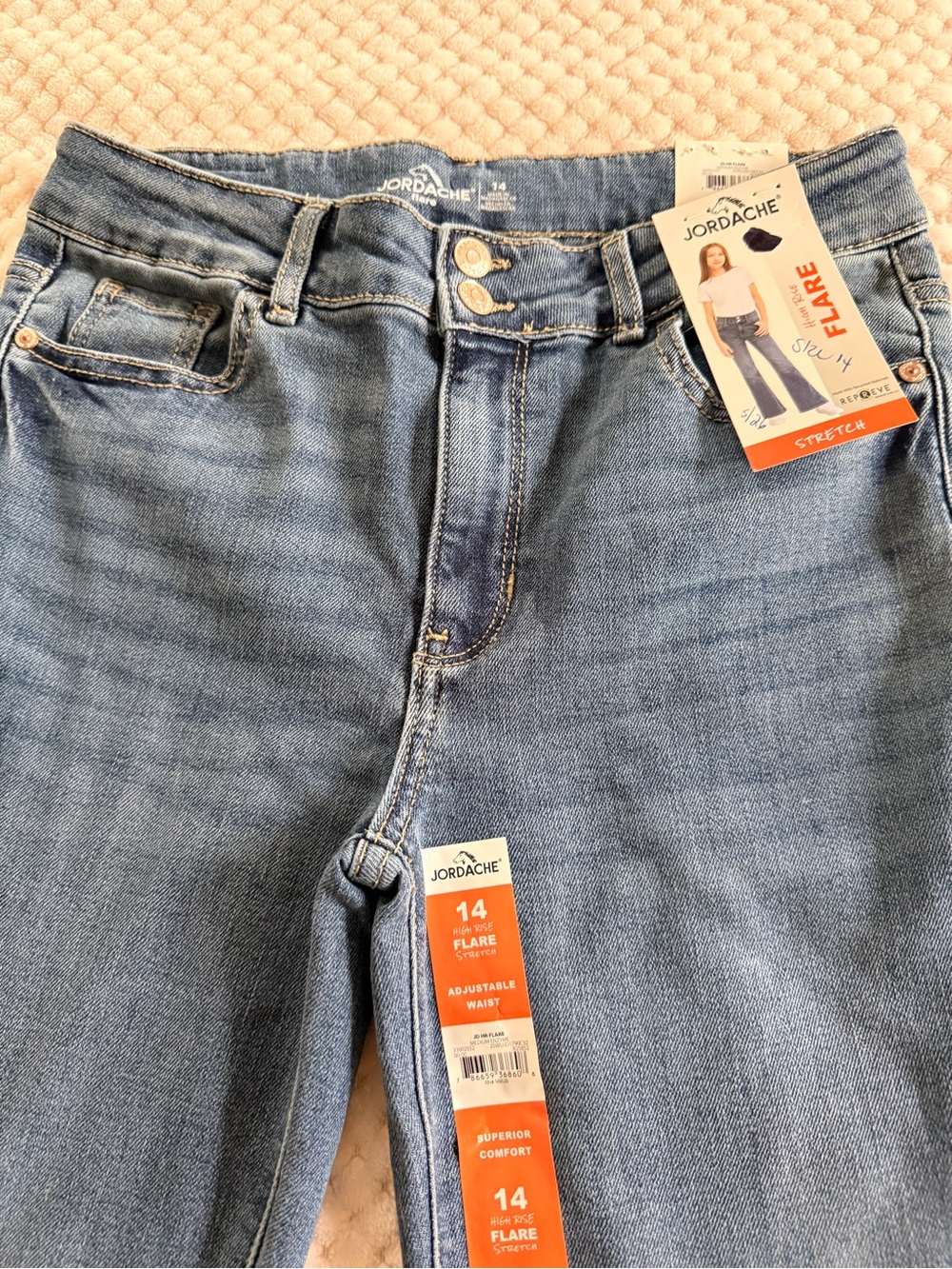 Girls Jordach High Rise Blue Flare Jeans - Size 14